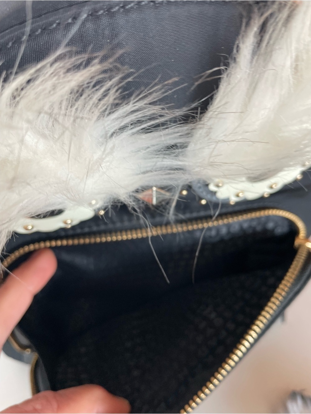 kate spade Black Faux-Fur Owl Backpack with Card Holder - Picture 6 of 6